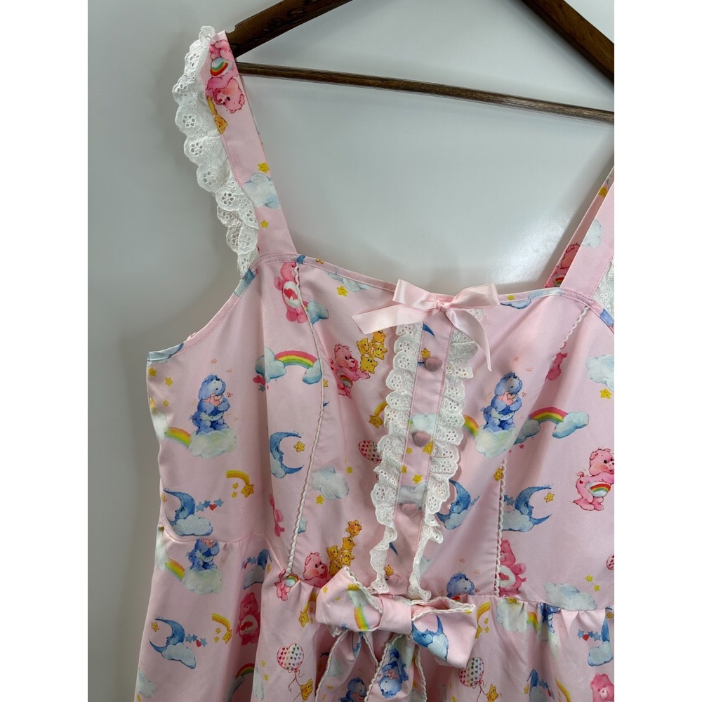 Romwe Care Bears Pink Lace Trim Bow Mini Dress 4XL Kawaii Pastel Rainbow Cosplay - Picture 7 of 15